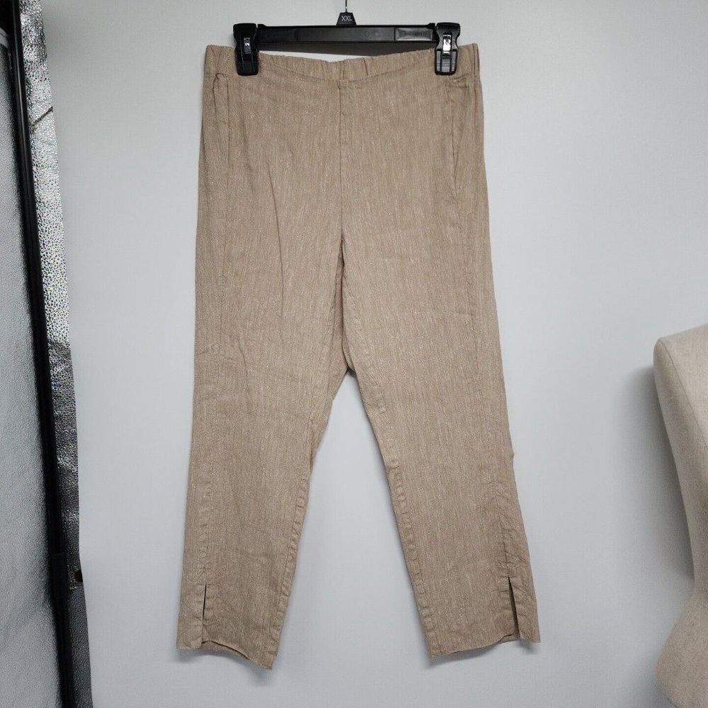 J. Jill Linen Stretch Pants Size XS Tan Brown blend pull on elastic waist